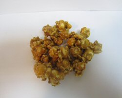 A piece of carmel corn from the top